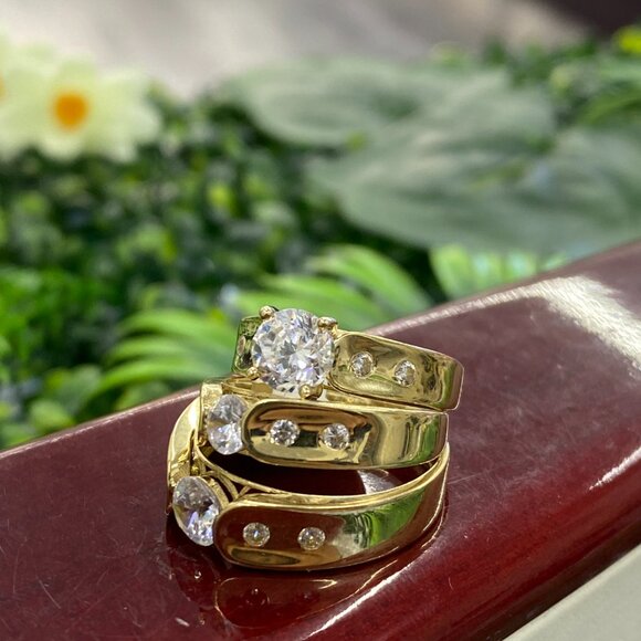 Juego Anillos de Matrimonio De Oro 10K Para Hombres y Mujeres Wedding Band	 Jueg - Picture 6 of 10